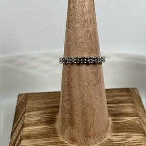 Rhodium Plated Solid Sterling Silver Textured Stacking Ring Size 7